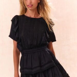 LoveShackFancy Natasha Black Ruffled Dress